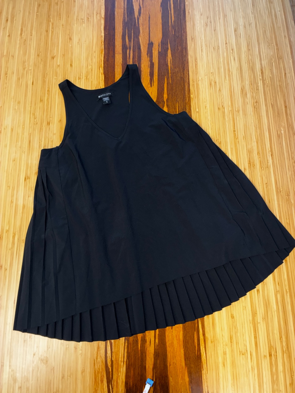 Athleta Black Pleated racerback Tank Top